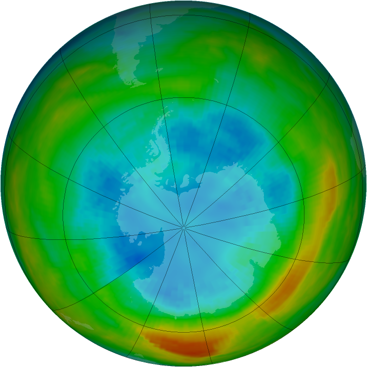 Antarctic ozone map for 02 September 1982